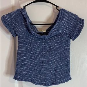 Blue Polka Dotted Off The Shoulder Top